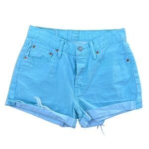 Levi’s Turquoise High Waisted Denim Shorts